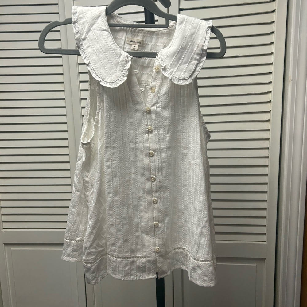 Nwot  White Textured Sleeveless Blouse - Picture 7 of 8